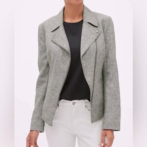 LOFT Ann Taylor Linen Moto Jacket Gray Small
Spring Jacket Casual Zip Front